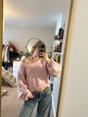 We the free off shoulder reversible crewneck